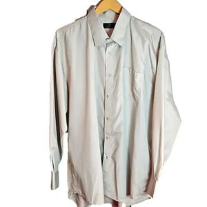 Vittoruno Signature Collection XL 17 34/35 Light Grey/Tan Dress Shirt
